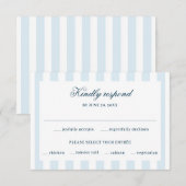 Carte de réponse RSVP rayée bleue (Devant / Derrière)