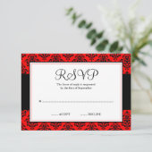 Carte de réponse RSVP Red et Black Damask (Debout devant)