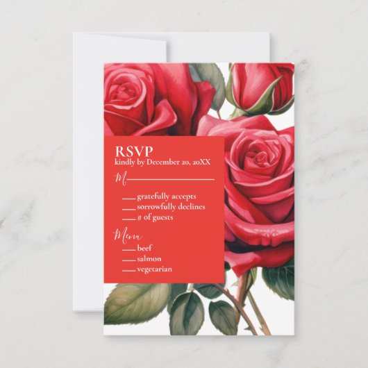 Carte de réponse RSVP Red Roses (Devant)