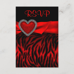 Carte de réponse RSVP Red Zebra Red Heart