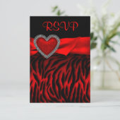 Carte de réponse RSVP Red Zebra Red Heart (Debout devant)
