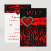 Carte de réponse RSVP Red Zebra Red Heart (Devant / Derrière)