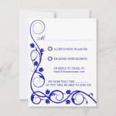 Carte de réponse RSVP / Réponse Élégante Bleu Roya (Dos)