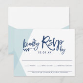 CARTE DE RÉPONSE RSVP REPONSE Style bleu pâle chev (Devant / Derrière)