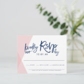 CARTE DE RÉPONSE RSVP REPONSE Style rose pâle chev (Debout devant)
