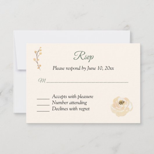 Carte de réponse RSVP Rose Beige (Devant)