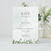 Carte de réponse RSVP Rose Blanche & Vert Sauge (Debout devant)