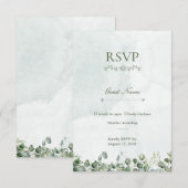 Carte de réponse RSVP Rose Blanche & Vert Sauge (Devant / Derrière)