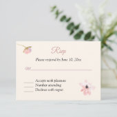 Carte de réponse RSVP Rose Blush (Debout devant)