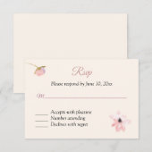 Carte de réponse RSVP Rose Blush (Devant / Derrière)