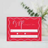 Carte de réponse RSVP rose et rouge moderne et aud (Debout devant)