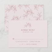 Carte de réponse RSVP rose floral (Devant / Derrière)