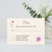 Carte de réponse RSVP Rose Lilac (Debout devant)