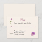Carte de réponse RSVP Rose Lilac (Devant / Derrière)