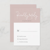Carte de réponse RSVP Rose Moderne Pâle et Aérée (Devant / Derrière)