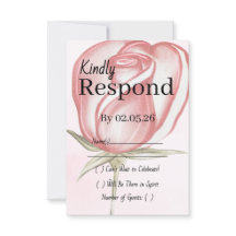 Carte de réponse RSVP rose pour mariage de jardin