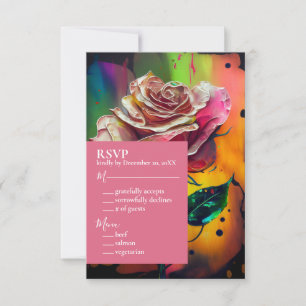 Carte de réponse RSVP Roses roses Abstraites