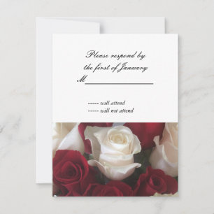 Carte de réponse RSVP Roses Rouges et Blanches
