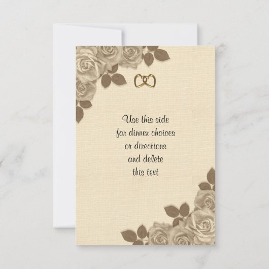 Carte de réponse RSVP roses sépia (Dos)