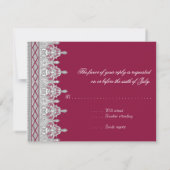 Carte de réponse RSVP rouge Bourgogne à Dentelle (Dos)