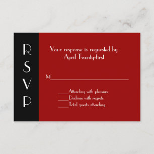 Carte de réponse RSVP rouge et noir à toutes fins