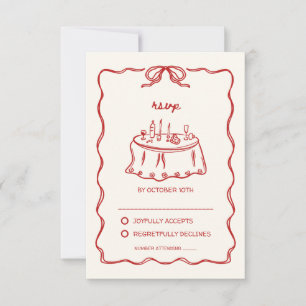 Carte de réponse RSVP rouge rétro fantaisiste dess