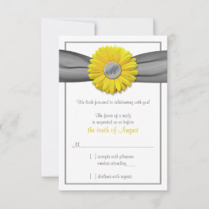 Carte de réponse RSVP Ruban gris Gerbera Daisy jau
