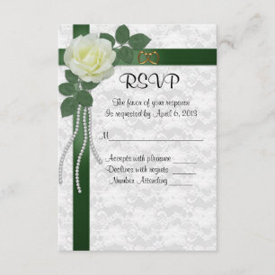 Carte de réponse RSVP ruban vert rose blanc