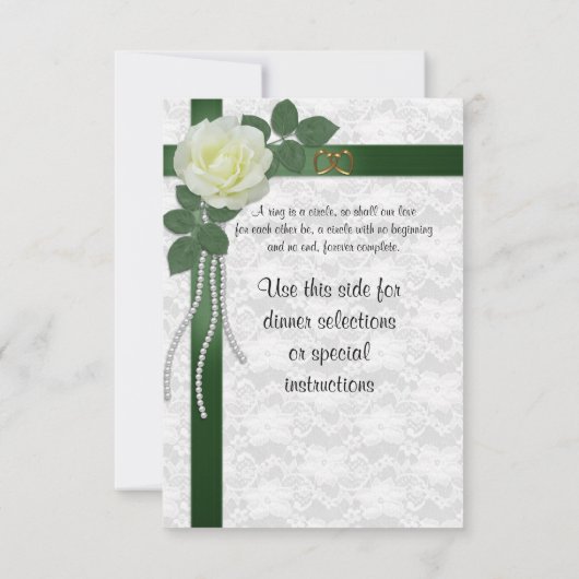 Carte de réponse RSVP ruban vert rose blanc (Dos)