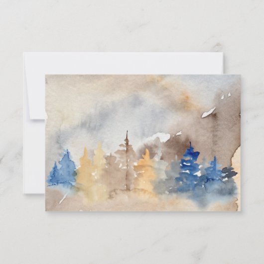 Carte de réponse RSVP Rustic Watercolor Mountains (Dos)