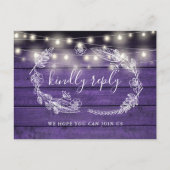 Carte de réponse RSVP Rustique en Bois Violet avec (Devant)