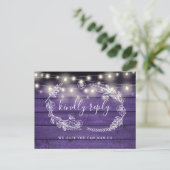 Carte de réponse RSVP Rustique en Bois Violet avec (Debout devant)