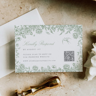 Carte de réponse RSVP Sage avec code QR Chinoiseri