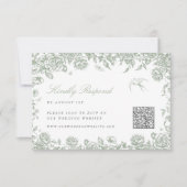 Carte de réponse RSVP Sage avec code QR Chinoiseri (Devant)