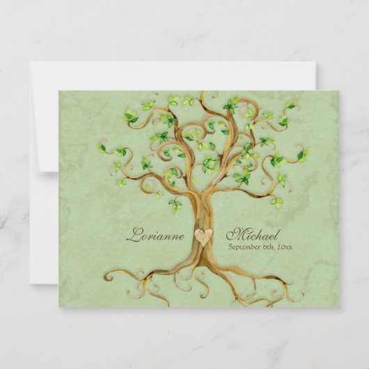 Carte de réponse RSVP Sage RSVP Swirl Tree Roots (Dos)