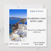 Carte de réponse RSVP Santorini Boarding Pass (Devant)