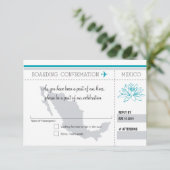 Carte de réponse RSVP sarcelle et grise Billet d'e (Debout devant)