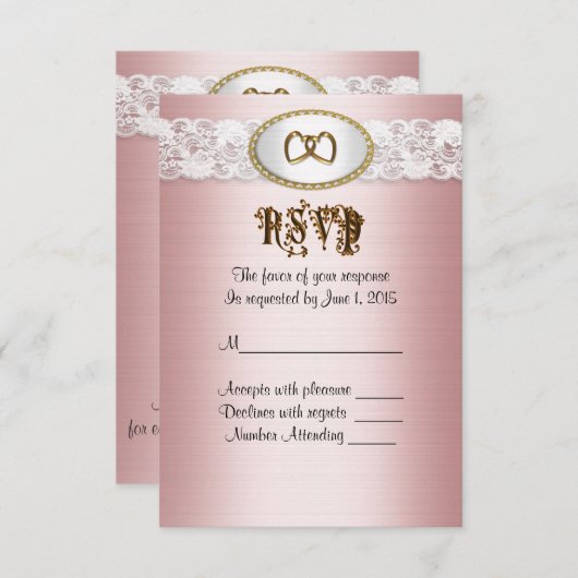 Carte de réponse RSVP Satin rose (Devant / Derrière)