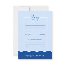 Carte de réponse RSVP SIENNA Modern Blue Destinati