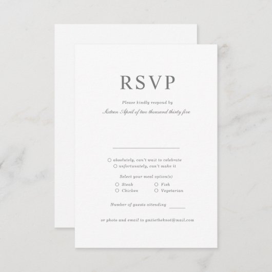 Carte de réponse RSVP simple classique (Devant / Derrière)