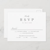 Carte de réponse RSVP simple et ajustable (Devant / Derrière)