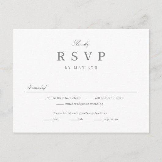 Carte de réponse RSVP simple et ajustable (Devant)