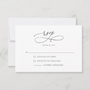 Carte de réponse RSVP simple et moderne noir et bl