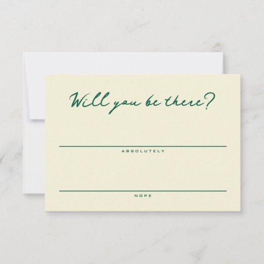 Carte de réponse RSVP simple jaune et verte (Devant)