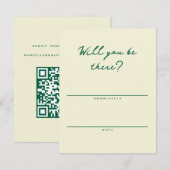 Carte de réponse RSVP simple jaune et verte (Devant / Derrière)