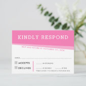CARTE DE RÉPONSE RSVP simple moderne angles rose (Debout devant)