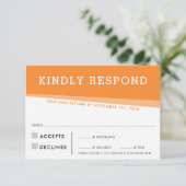 CARTE DE RÉPONSE RSVP simple moderne gras orange (Debout devant)