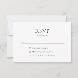 Carte de réponse RSVP simple, moderne, noir et bla