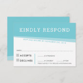 CARTE DE RÉPONSE RSVP simple moderne turquoise (Devant / Derrière)