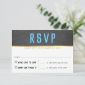 CARTE DE RÉPONSE RSVP Smart bold or tableau noir (Debout devant)